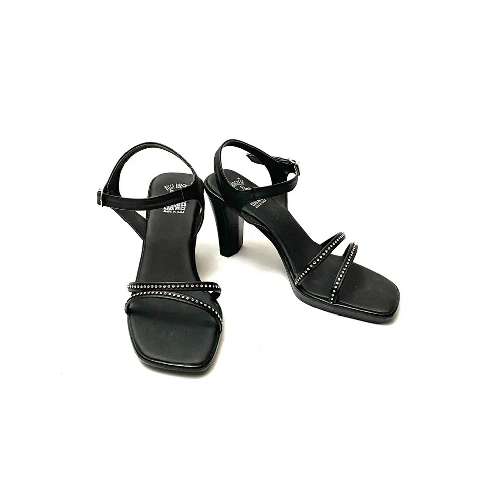 Vintage 1980s deadstock strappy rhinestone heels